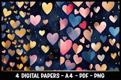4 Digital Papers Hearts I Valentine&#039;s Day Papers Product Image 1