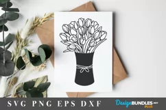 Bouquet of tulips in a vase SVG|Tulips svg Product Image 1