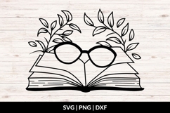 Books With Reading Glasses SVG Product Image 1