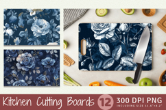 Vintage Navy Roses Cutting Boards sublimation Design Product Image 1