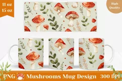 Cartoon Mushrooms Mug Wrap PNG, Forest Mug Sublimation Product Image 1