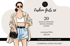 Fashion girls 58 Hand Drawn Fashion Illustration Clipart png Product Image 1
