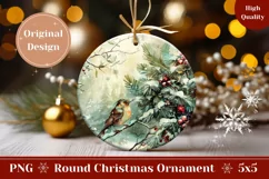 Watercolor Christmas Ornament, Christmas Bird Ornament PNG Product Image 1