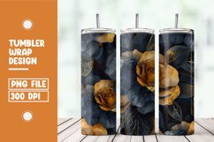 Black and golden roses watercolor tumbler wrap sublimation Product Image 1