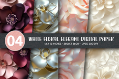 White Floral Elegant Digital Paper Product Image 1