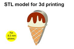 Ice Cream Straw Topper STL File for 3D Printing. Product Image 1
