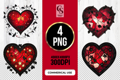 Stained Glass Heart Clipart Sublimation PNG Product Image 1