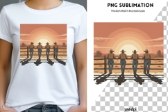 Western Cowboy Sunset PNG | Vintage Desert Cowboys Clipart Product Image 1