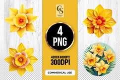 Yellow Daffodil Flowers Clipart Sublimation PNG Product Image 1