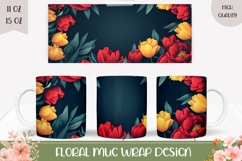 Spring Flowers Mug Wrap, Red Tulips Mug Design Product Image 1