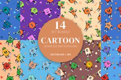 14 Bundle Cute Classic Cartoon Seamless Pattern Backgroud Product Image 1