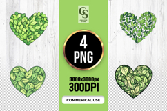 Green Leaf Heart Clipart PNG Product Image 1