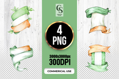 Green White Orange Ribbon Watercolor Clipart Sublimation PNG Product Image 1