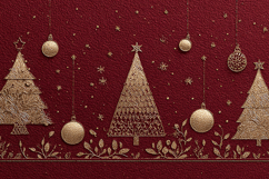 A festive Christmas background with gold ornaments and trees Product Image 1