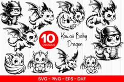 Kawaii Baby Dragon Clipart SVG PNG Product Image 1