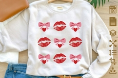 Valentine Lips Bow PNG, Kiss Pattern Valentine Design, Pink Product Image 1