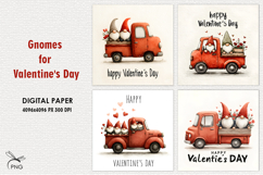 Gnomes for Valentine's Day digital paper, background clipart Product Image 1