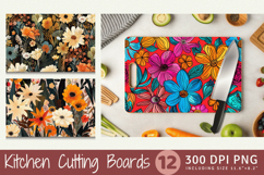 Boho Flowers Garden Cutting Boards sublimation Design Product Image 1