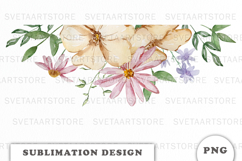 Watercolor Flowers Border png Product Image 1