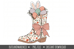 Easter Cowboy Boot PNG | Preppy Easter Coquette PNG Product Image 1