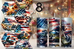 Motorcycle patriot | Bike Skinny tumbler sublimation design Product Image 1