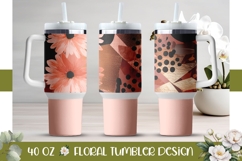 Pink Flowers Tumbler Design, Cartoon Flowers 40 Oz Tumbler Product Image 1