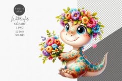 Spring clipart, Dino clipart, Watercolor clipart, Dinosaur Product Image 1