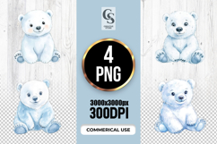 Cute Polar Bear Cub Clipart Sublimation PNG Product Image 1