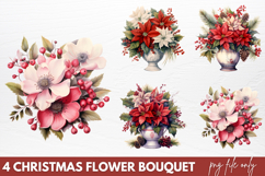 Christmas Flower Bouquet Clipart PNG Product Image 1