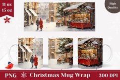 Watercolor Christmas Mug Wrap Design, Christmas Coffee Cup Product Image 1