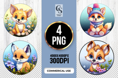 Cute Baby Fox Woodland Animal Clipart Sublimation PNG Product Image 1