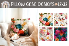 Vintage Flowers Pillow Designs, Cute Flowers Pillowcase PNG Product Image 1