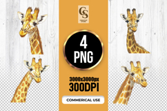 Watercolor Giraffe Head Safari Clipart Sublimation PNG Product Image 1