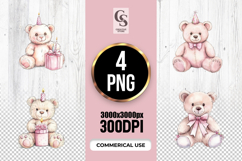 Cute Birthday Teddy Bear Clipart Sublimation PNG Product Image 1