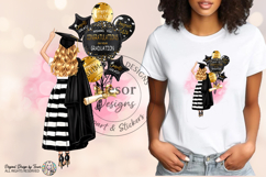 Graduation Girl PNG with Balloons Black Gold Glam Design PNG Product Image 3