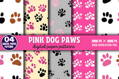 Pink Dog Paws Digital Papers PNG Product Image 1