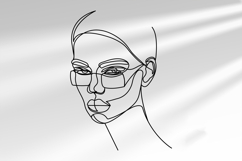 One Line Face With Glasses SVG, Abstract Single Line Face Product Image 1