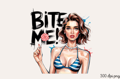 Bite me PNG, Sassy Pinup Girl Sublimation PNG Product Image 2