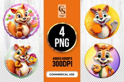 Cute Squirrel With Sweets Clipart Sublimation PNG Product Image 1
