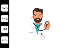 Doctor character holding stethoscope in minimal flat design Product Image 1