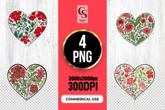 Floral Folk Art Heart Clipart Sublimation PNG Product Image 1