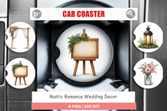 Rustic Romance Wedding Decor Car Coaster Product Image 1