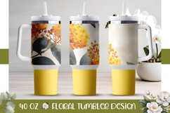Watercolor Flowers Tumbler Design, Yellow 40 Oz Tumbler Wrap Product Image 1
