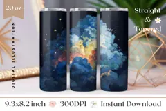 Art Tumbler Wrap Design, Night Sky Tumbler Sublimation Product Image 1