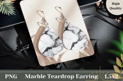White Marble Teardrop Earrings, Marble Sublimation Design Product Image 1