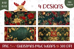 Floral Christmas Mug Wrap Design, Flowers Mug Sublimation Product Image 1