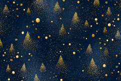 A festive holiday pattern featuring gold Christmas trees Product Image 1