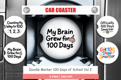Doodle Marker 100 Days Car Coaster Product Image 1