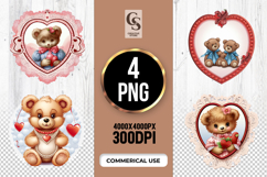Cute Heart Bear Clipart Sublimation PNG Product Image 1