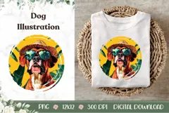Summer Boxer Dog Illustration, Funny Boxer Dog PNG Product Image 1